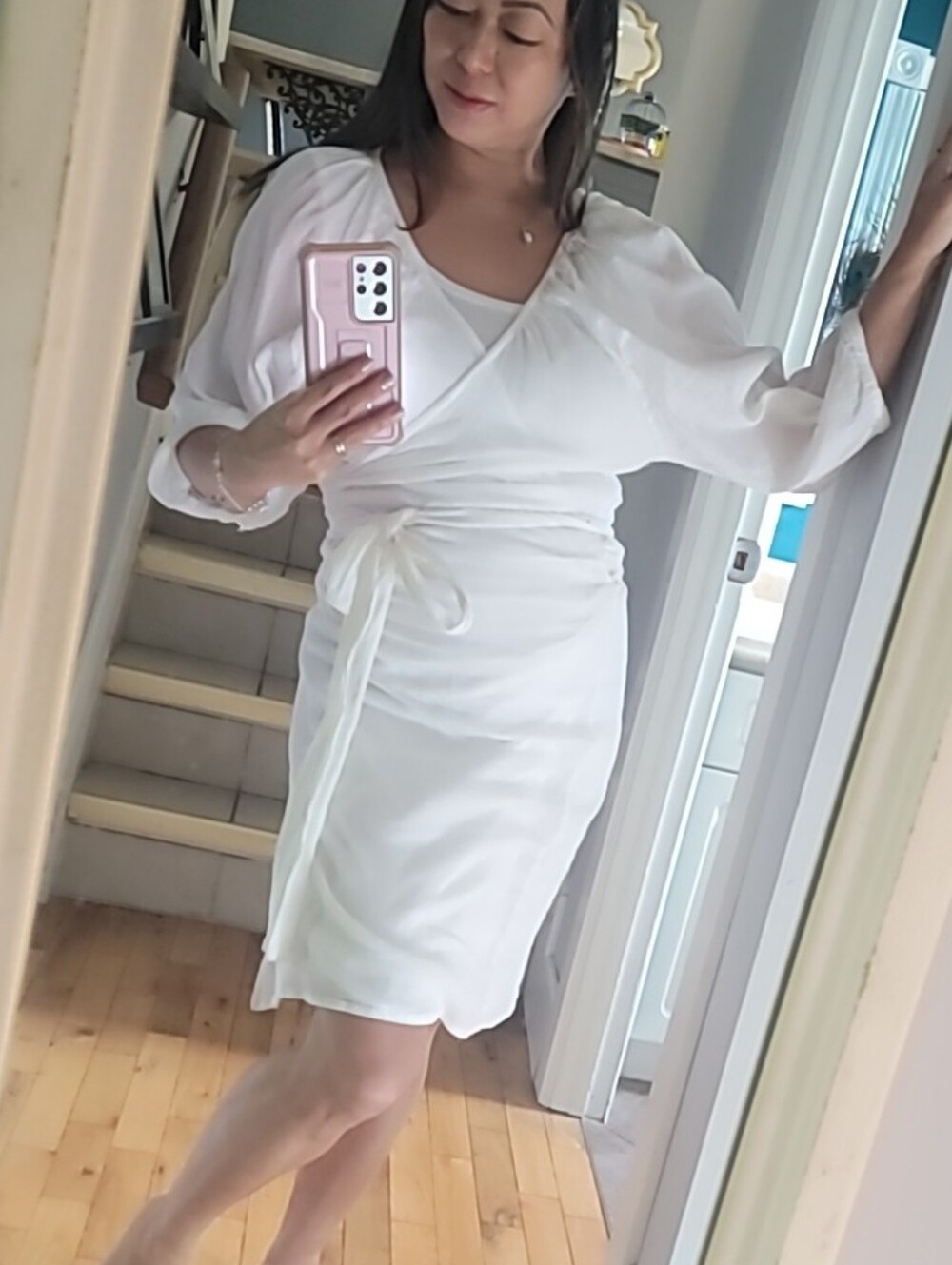 ❄️3/$3 White Wrap Dress with Tie Waist AND Second Tank Dress